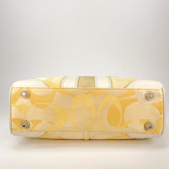 COACH Hampton Signature Stripe Spring Canvas Yellow Shoulder Bag - L0885-F13337 - Picture 6 of 16